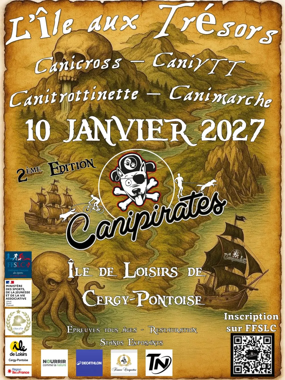 Affiche officielle : Canicross de Cergy - L'île aux trésors