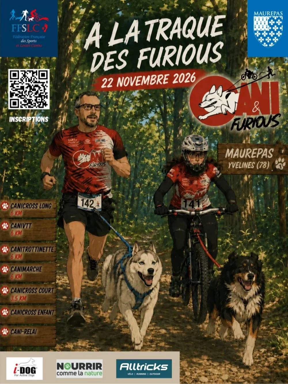 Affiche officielle : Canicross de Maurepas 2e édition - A la traque des Furious