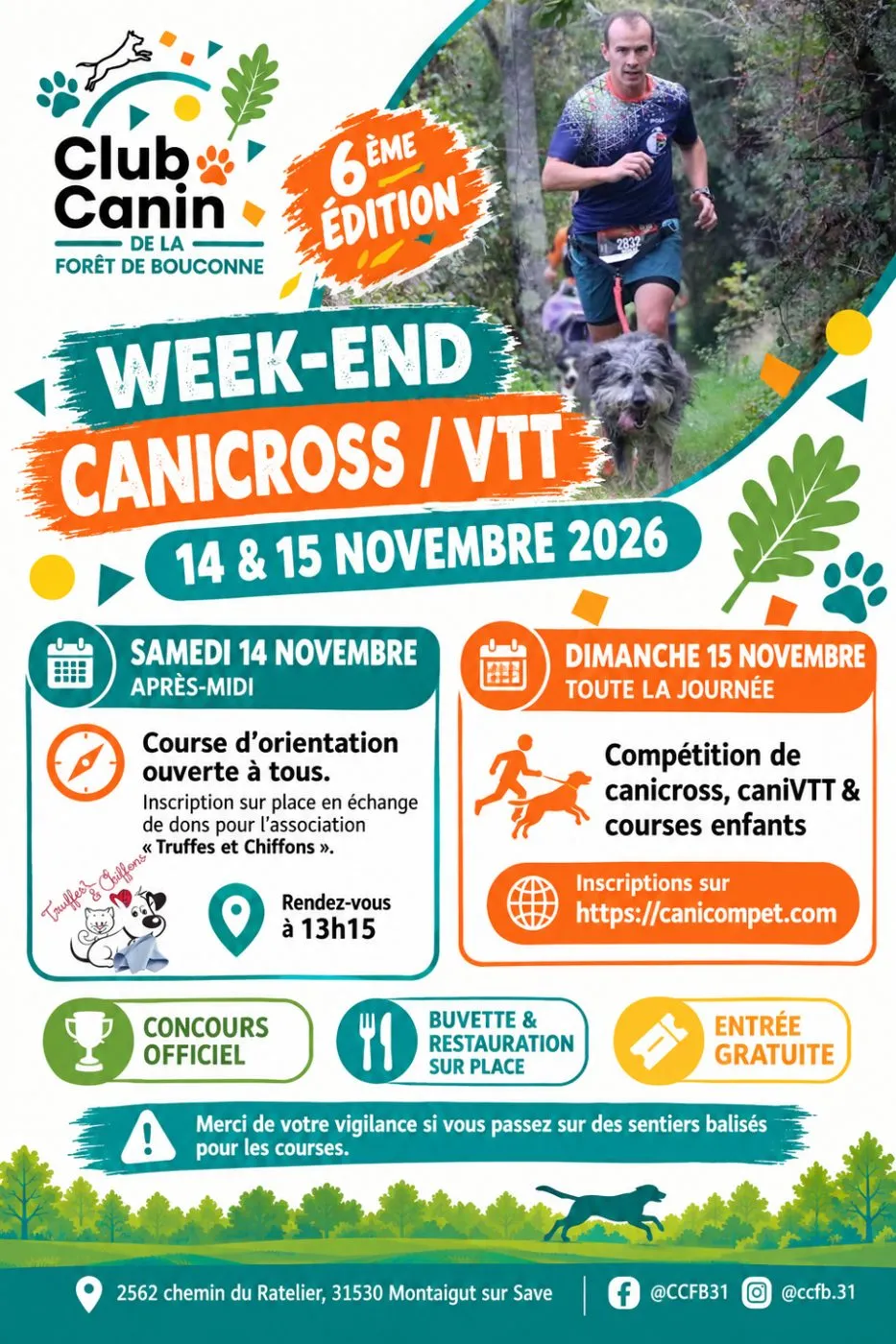 Affiche officielle : Canicross en forêt de Bouconne 6ème édition