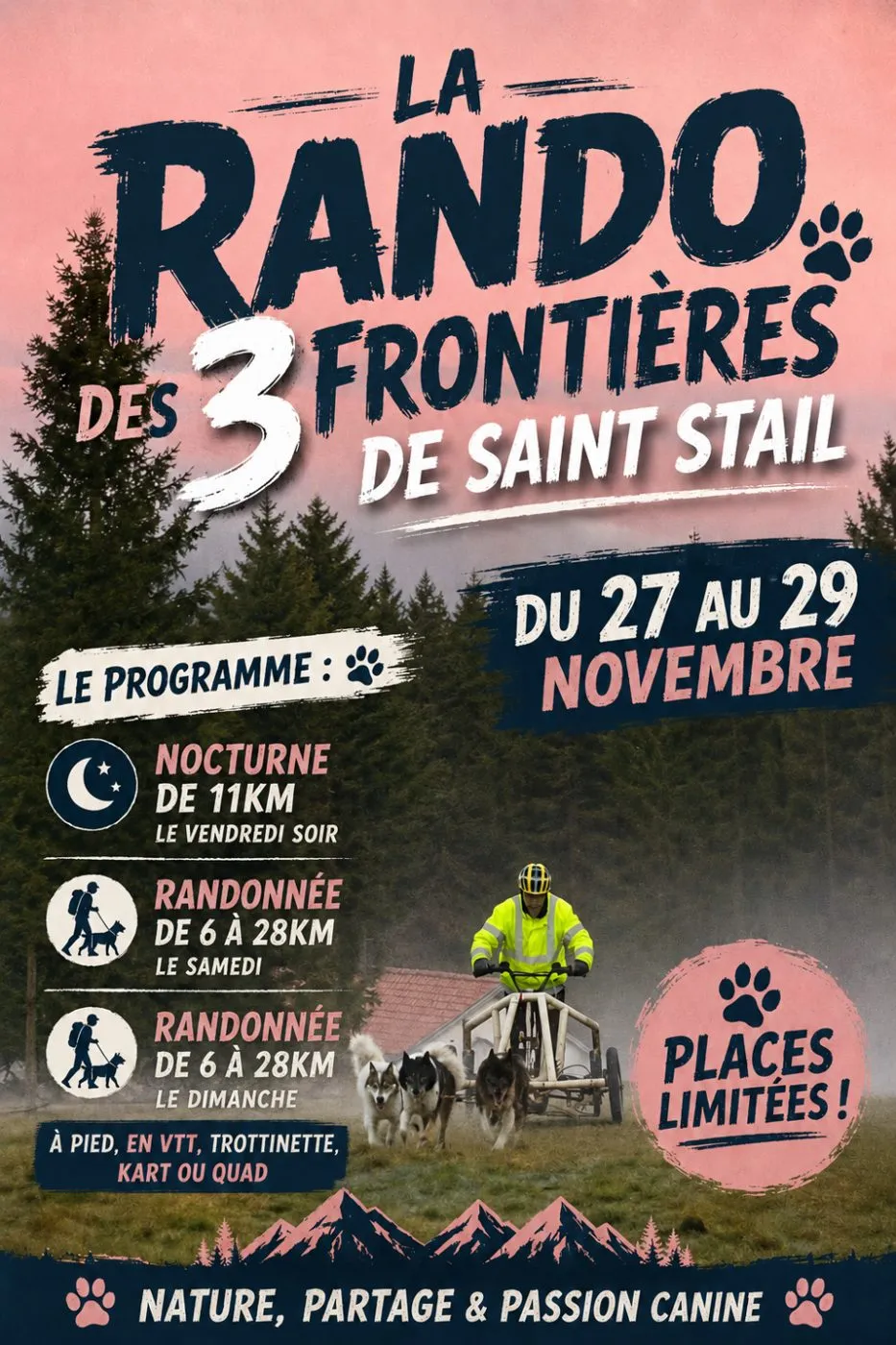 Affiche officielle : La Rando des 3 Frontières à Saint Stail - 4 ème édition